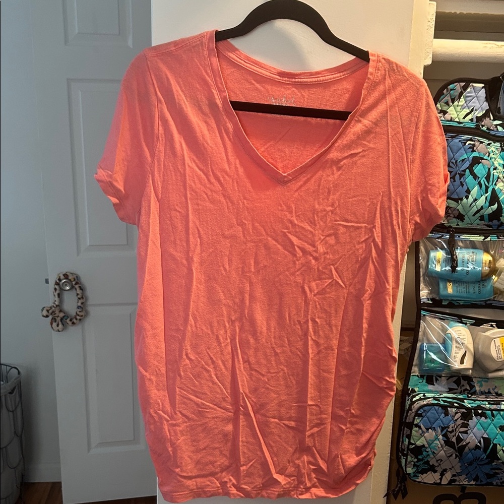 Coral V-Neck Women's Maternity Top